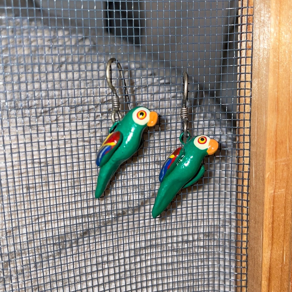 Vintage parrot earrings